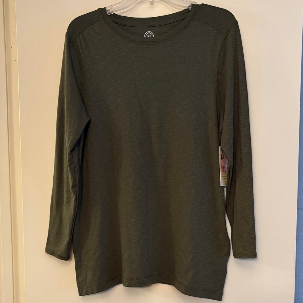 3 for $25! NWT Martha Stewart Women’s Olive Long Sleeve Tunic Length Top, L‎